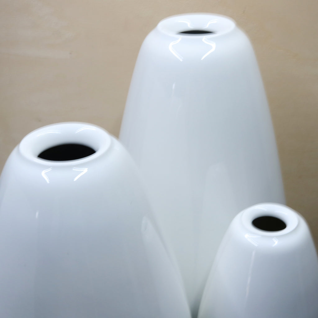 Hubert Griemert, set of 3 flask vases, KPM Berlin