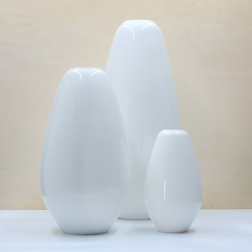 Hubert Griemert, set of 3 flask vases, KPM Berlin